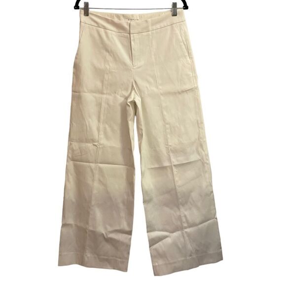 Everlane NWOT White Structure Stretch Wide Leg Minimalist Trouser Pants Pockets - Picture 2 of 6